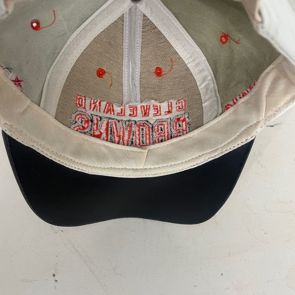 VTG Reebok Cleveland Browns Leather Hook & Loop Hat Cap Helmet NFL Made in USA - Picture 6 of 7